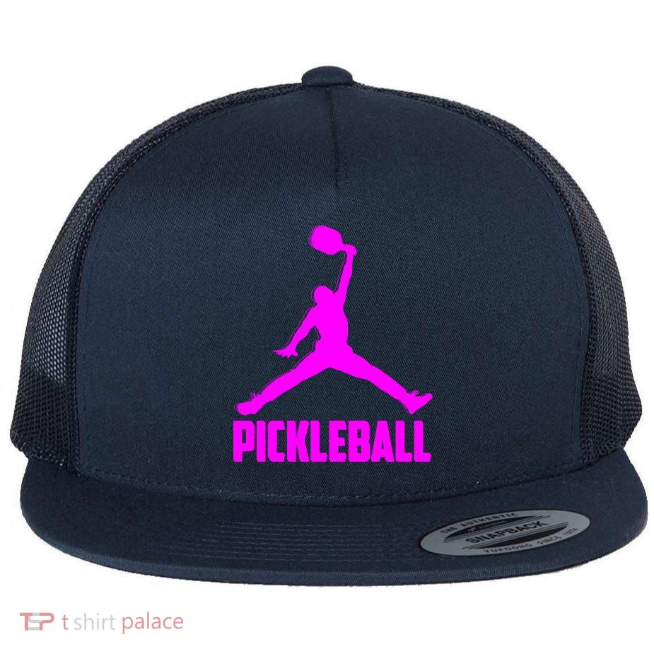Hot Pink Pickleball Sports Logo Flat Bill Trucker Hat
