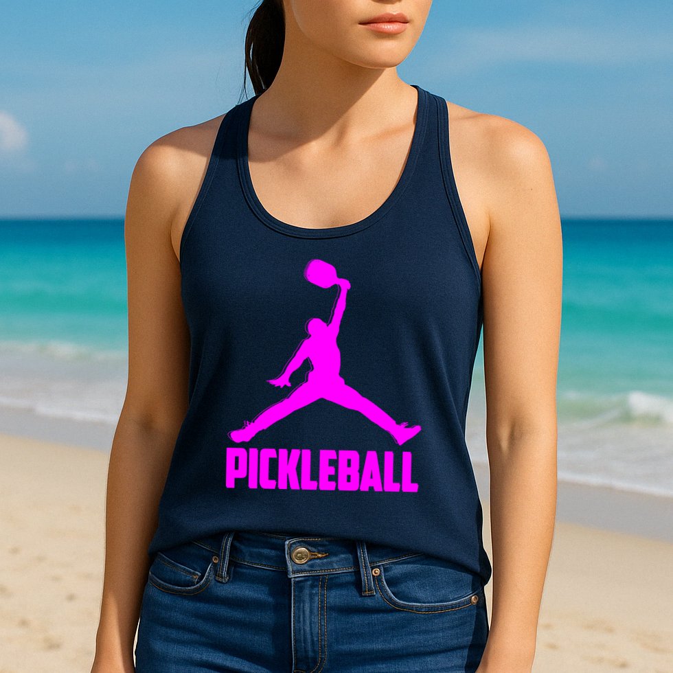Hot Pink Pickleball Sports Logo Womens Tank Top
