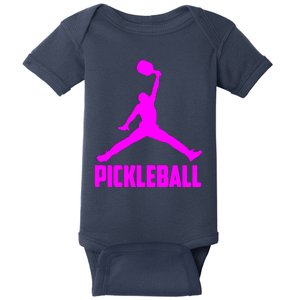 Hot Pink Pickleball Sports Logo Baby Bodysuit