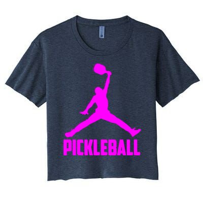 Hot Pink Pickleball Sports Logo Women's Crop Top Tee