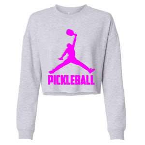 Hot Pink Pickleball Sports Logo Cropped Pullover Crew