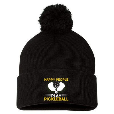 Happy People Pickleball Paddles Sport Gift For Player Pom Pom 12in Knit Beanie