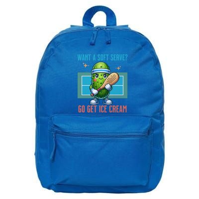Humor Pickleball Pickle Want A Soft Serve Go Get Ice Cream Meaningful Gift 16 in Basic Backpack