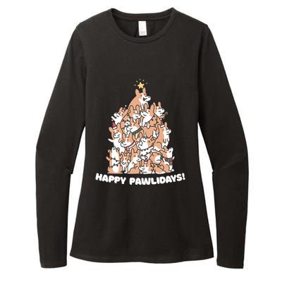 Happy Pawlidays Paw Dog Tree Great Gift Womens CVC Long Sleeve Shirt