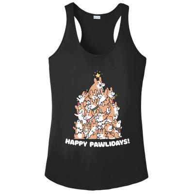 Happy Pawlidays Paw Dog Tree Great Gift Ladies PosiCharge Competitor Racerback Tank