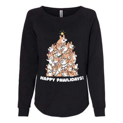 Happy Pawlidays Paw Dog Tree Great Gift Womens California Wash Sweatshirt