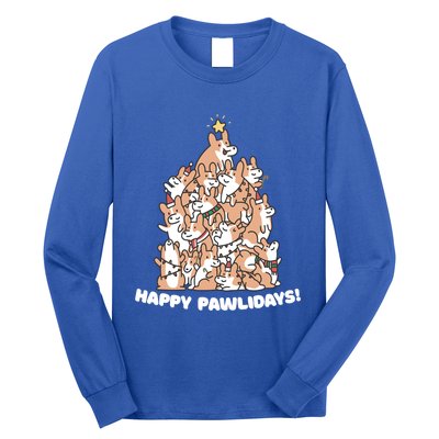 Happy Pawlidays Paw Dog Tree Great Gift Long Sleeve Shirt