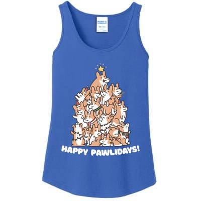 Happy Pawlidays Paw Dog Tree Great Gift Ladies Essential Tank