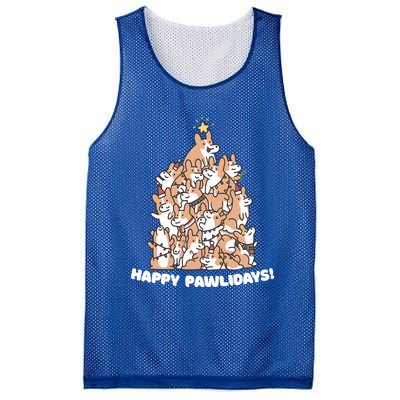 Happy Pawlidays Paw Dog Tree Great Gift Mesh Reversible Basketball Jersey Tank