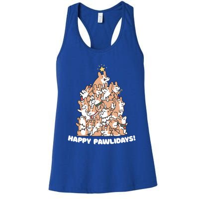 Happy Pawlidays Paw Dog Tree Great Gift Women's Racerback Tank