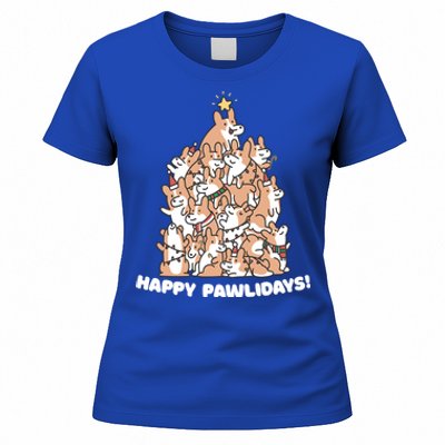 Happy Pawlidays Paw Dog Tree Great Gift Women's T-Shirt