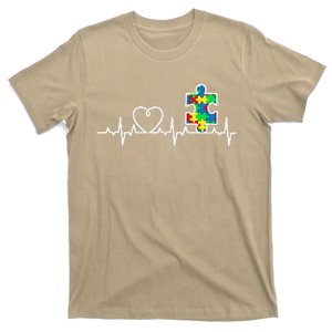 Heart Puzzle Piece Heartbeat Cool Autism Awareness Gift T-Shirt