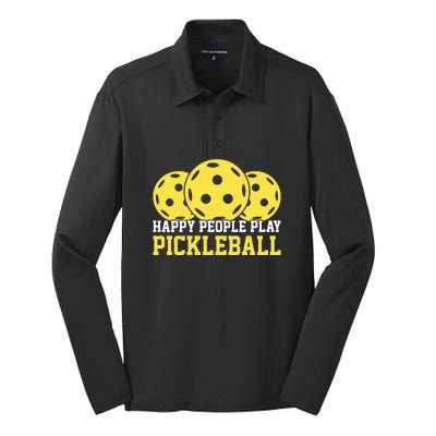 Happy People Play Pickleball Paddles Sport Gift Silk Touch Performance Long Sleeve Polo