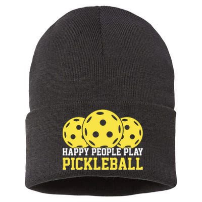 Happy People Play Pickleball Paddles Sport Gift Sustainable Knit Beanie