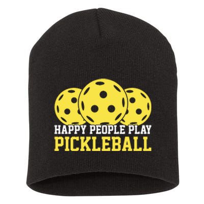 Happy People Play Pickleball Paddles Sport Gift Short Acrylic Beanie