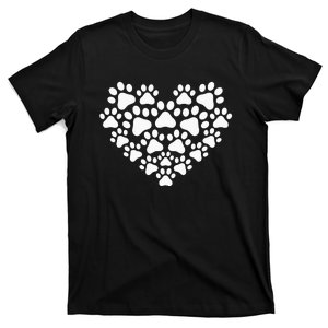 Heart Paw Print Dog & Cat funny Mother's Day T-Shirt