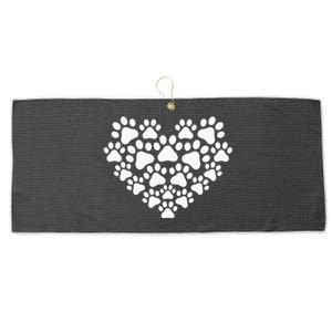 Heart Paw Print Dog & Cat funny Mother's Day Large Microfiber Waffle Golf Towel