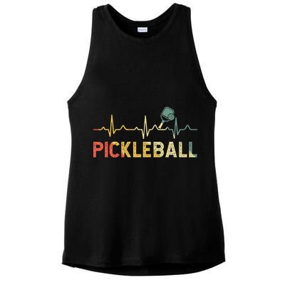 heartbeat Pickleballer Pickle Baller Pickleball Player Ladies PosiCharge Tri-Blend Wicking Tank