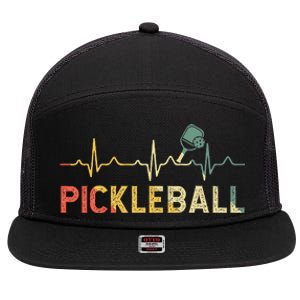 heartbeat Pickleballer Pickle Baller Pickleball Player 7 Panel Mesh Trucker Snapback Hat