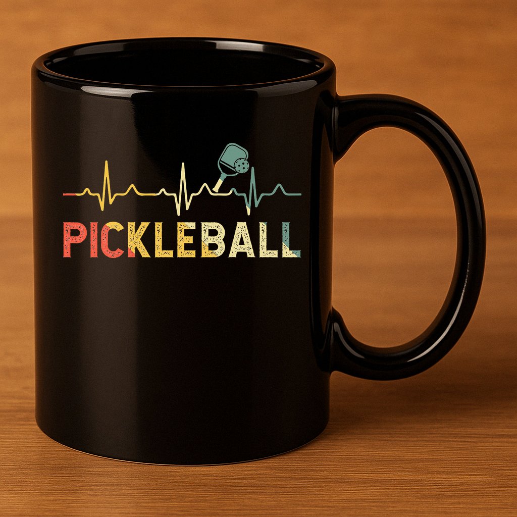 heartbeat Pickleballer Pickle Baller Pickleball Player 11oz C Handle Ceramic Mug