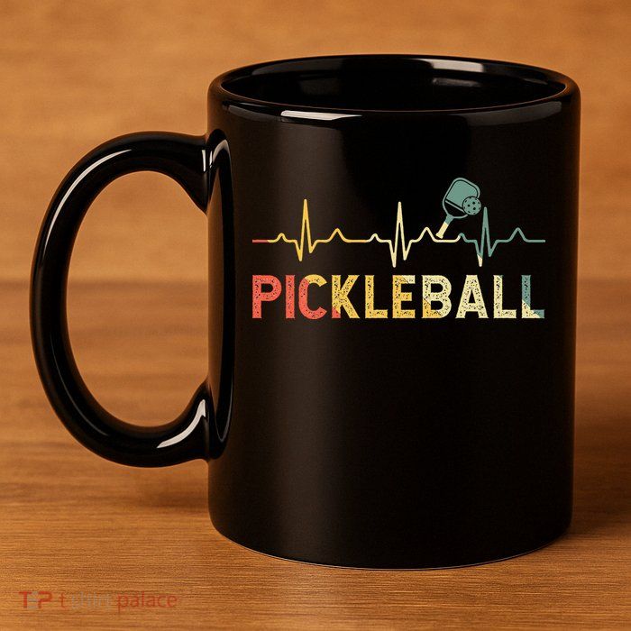 heartbeat Pickleballer Pickle Baller Pickleball Player 11oz C Handle Ceramic Mug