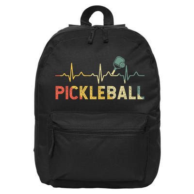 heartbeat Pickleballer Pickle Baller Pickleball Player 16 in Basic Backpack