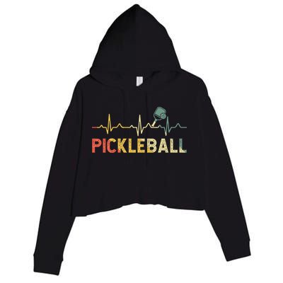 heartbeat Pickleballer Pickle Baller Pickleball Player Crop Fleece Hoodie