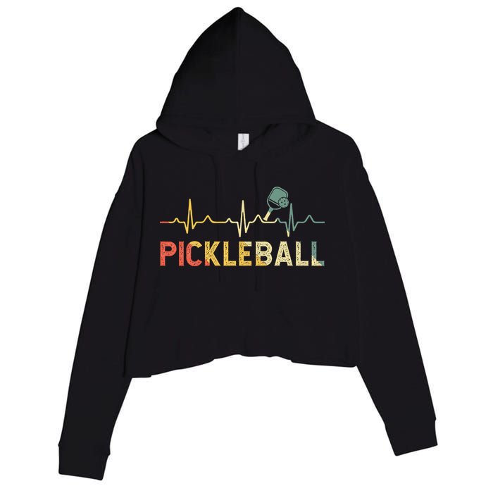 heartbeat Pickleballer Pickle Baller Pickleball Player Crop Fleece Hoodie