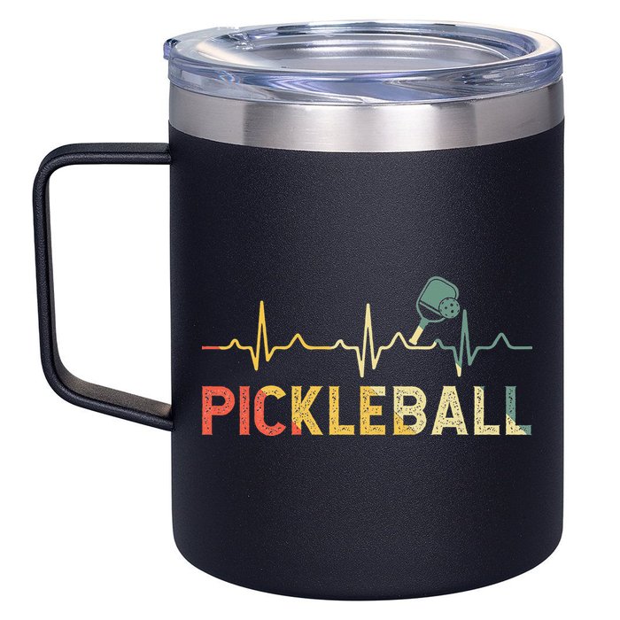 heartbeat Pickleballer Pickle Baller Pickleball Player 12oz Stainless Steel Coffee Mug