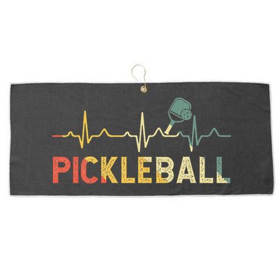 heartbeat Pickleballer Pickle Baller Pickleball Player Large Microfiber Waffle Golf Towel