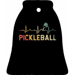 heartbeat Pickleballer Pickle Baller Pickleball Player Ceramic Bell Ornament