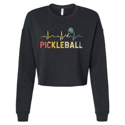 heartbeat Pickleballer Pickle Baller Pickleball Player Cropped Pullover Crew