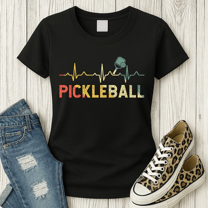 heartbeat Pickleballer Pickle Baller Pickleball Player Womens T-Shirt