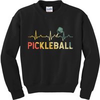 heartbeat Pickleballer Pickle Baller Pickleball Player Kids Sweatshirt