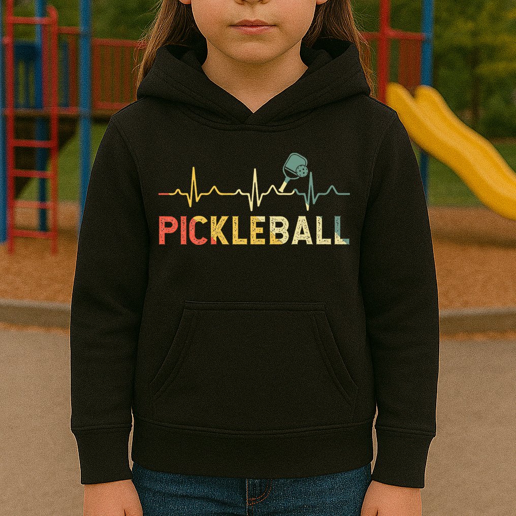heartbeat Pickleballer Pickle Baller Pickleball Player Kids Hoodie