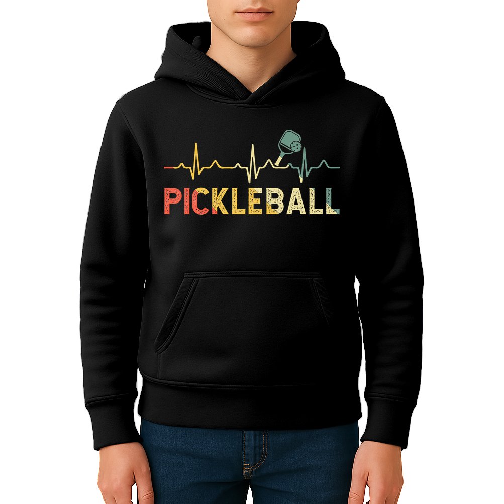 heartbeat Pickleballer Pickle Baller Pickleball Player Kids Hoodie