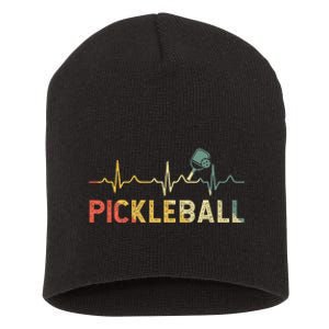 heartbeat Pickleballer Pickle Baller Pickleball Player Short Acrylic Beanie