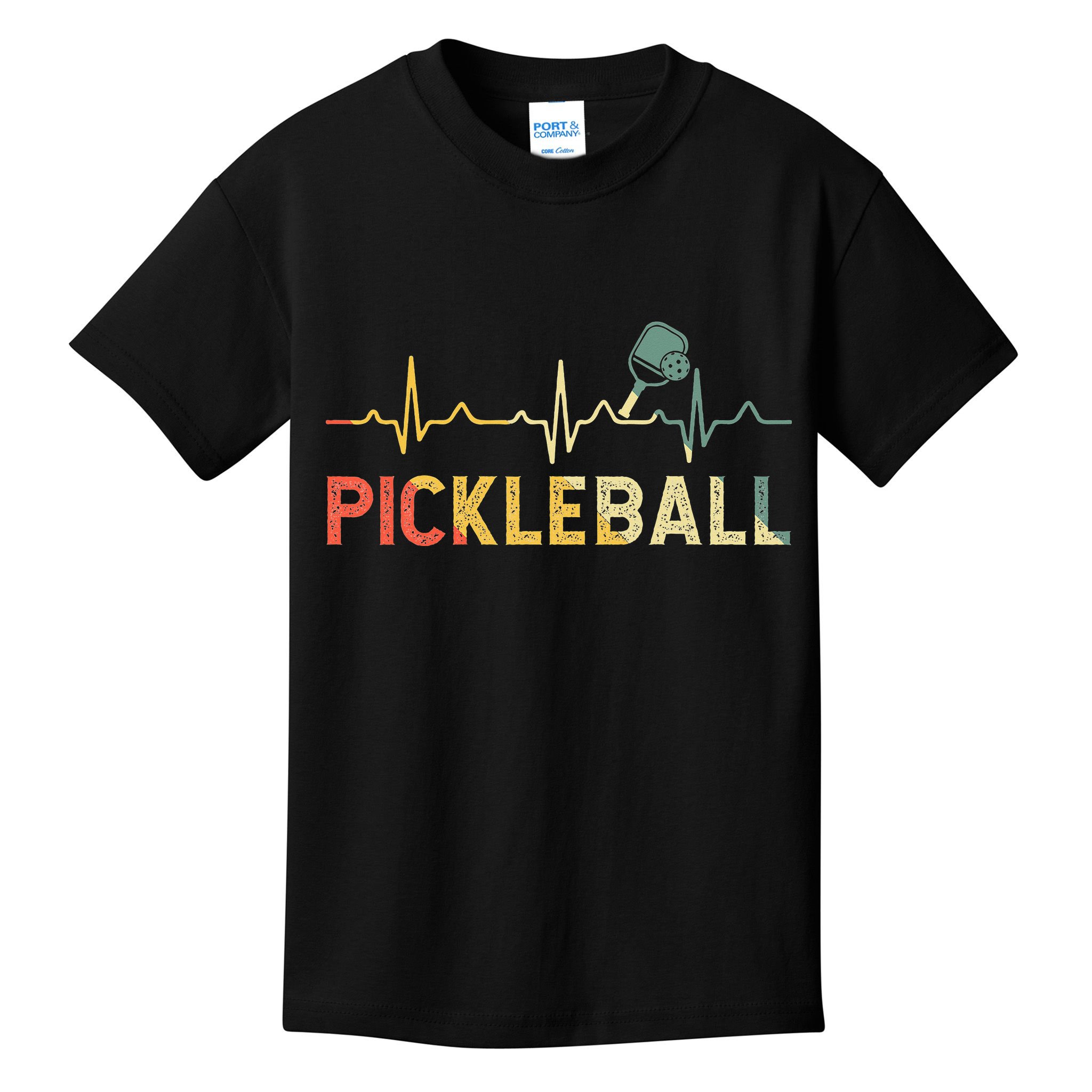 heartbeat Pickleballer Pickle Baller Pickleball Player Kids T-Shirt