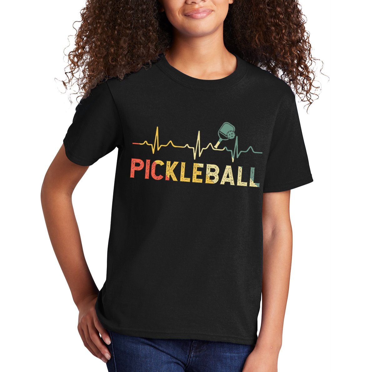 heartbeat Pickleballer Pickle Baller Pickleball Player Kids T-Shirt