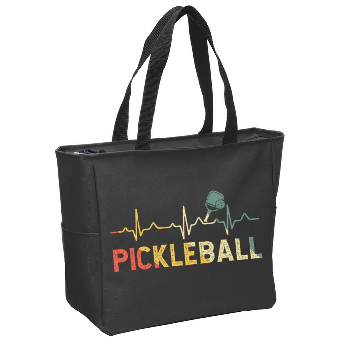 heartbeat Pickleballer Pickle Baller Pickleball Player Zip Tote Bag