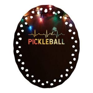 heartbeat Pickleballer Pickle Baller Pickleball Player Ceramic Oval Ornament