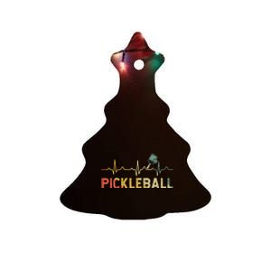 heartbeat Pickleballer Pickle Baller Pickleball Player Ceramic Tree Ornament