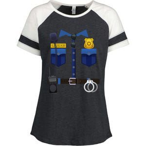 Halloween Policeman Police Officer Costume Enza Ladies Jersey Colorblock Tee