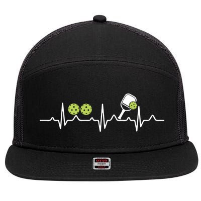 Heartbeat Pulse Pickleball Funny Gift 7 Panel Mesh Trucker Snapback Hat