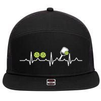 Heartbeat Pulse Pickleball Funny Gift 7 Panel Mesh Trucker Snapback Hat
