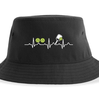 Heartbeat Pulse Pickleball Funny Gift Sustainable Bucket Hat