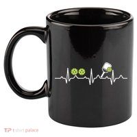 Heartbeat Pulse Pickleball Funny Gift 11oz C Handle Ceramic Mug
