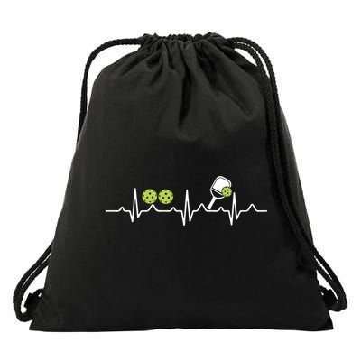 Heartbeat Pulse Pickleball Funny Gift Drawstring Bag