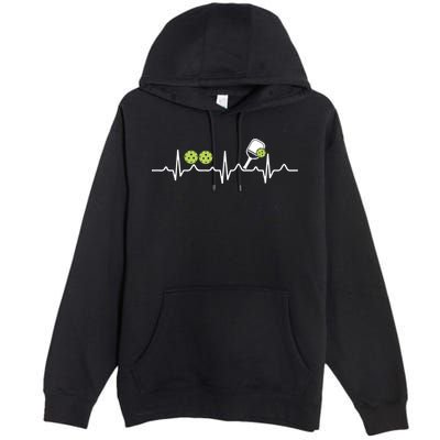 Heartbeat Pulse Pickleball Funny Gift Premium Pullover Hoodie