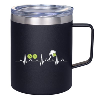 Heartbeat Pulse Pickleball Funny Gift 12oz Stainless Steel Coffee Mug